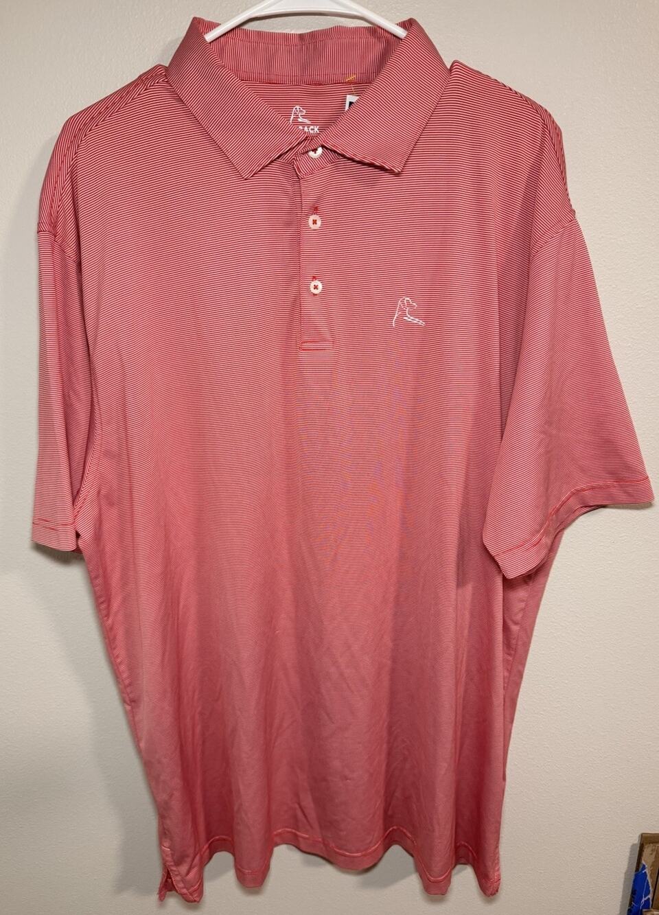 Rhoback Polo Size XXL Red White Striped Performance Golf Shirt